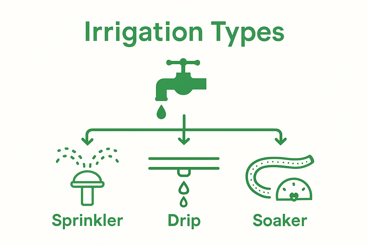 Diagram of different irrigation types