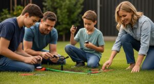 sprinkler repair, homeowner, family