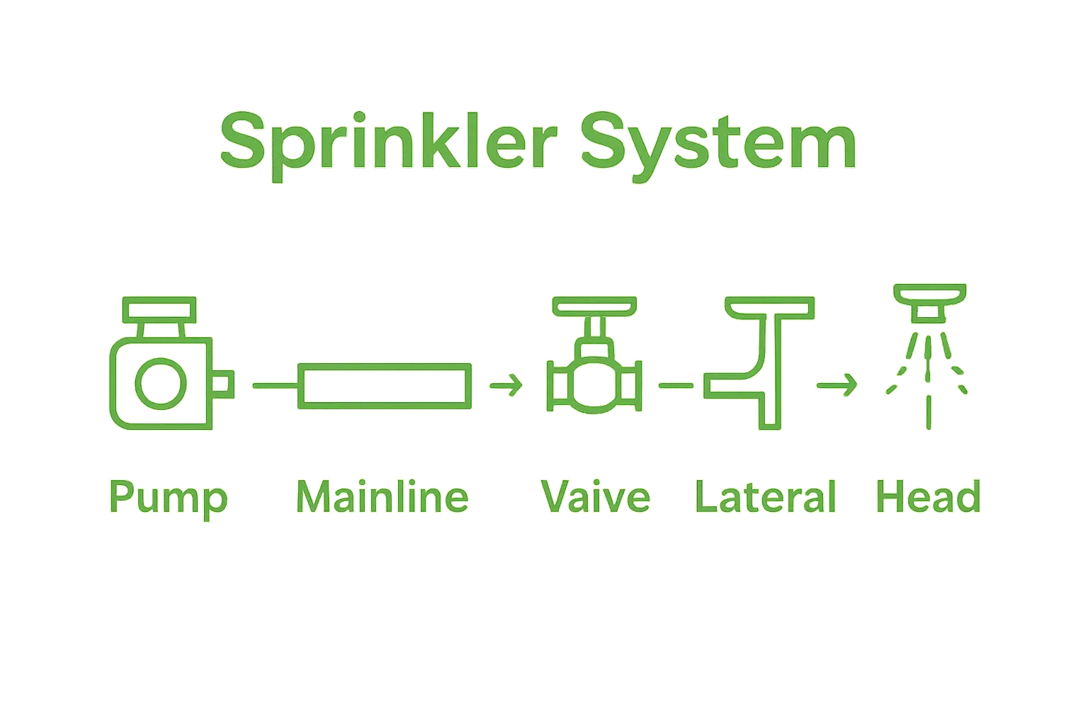 Simple sprinkler parts breakdown diagram